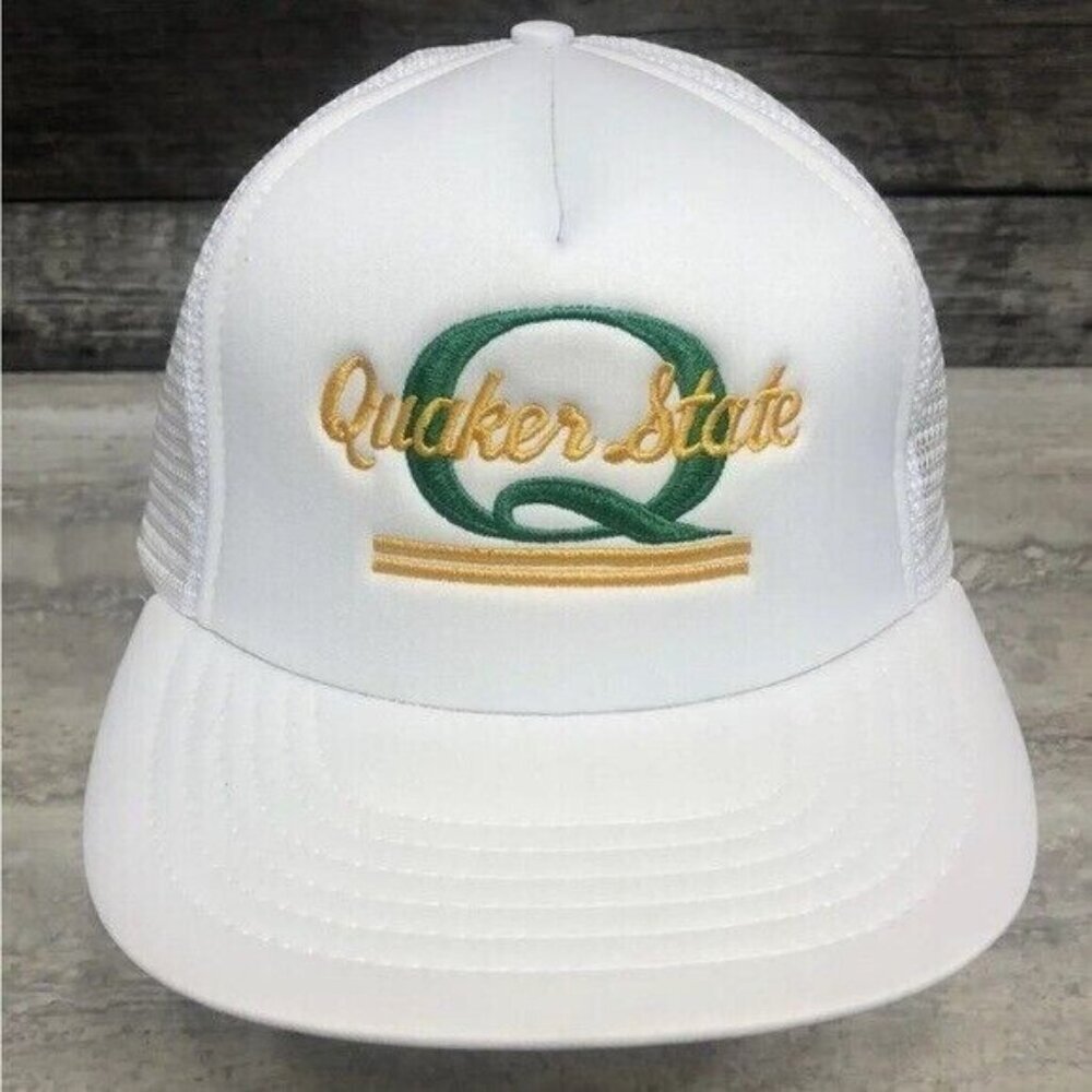 Vintage Quaker State Trucker Hat Mesh Snapback 1980s Deadstock